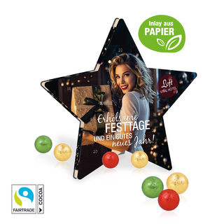 Adventskalender "Stern" mit Fairtrade® Schokolade, Inlay aus Papier