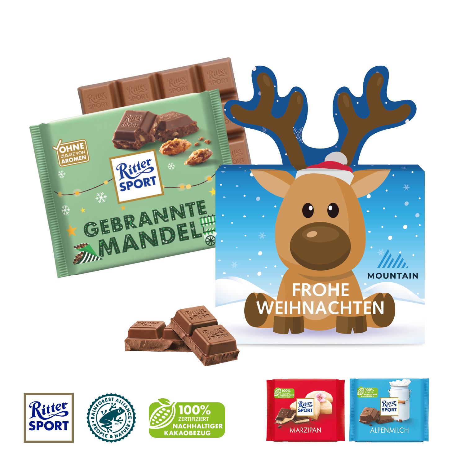Schokotafel Ritter SPORT „Rentier“
