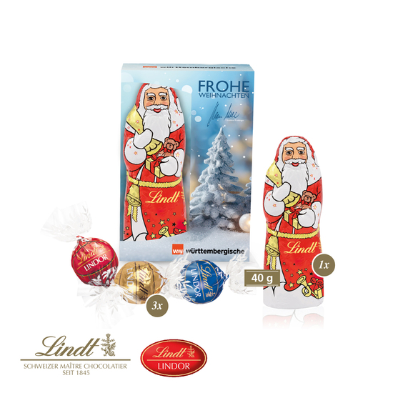 Premium-Präsent mit Lindt Weihnachtsmann „Medium“