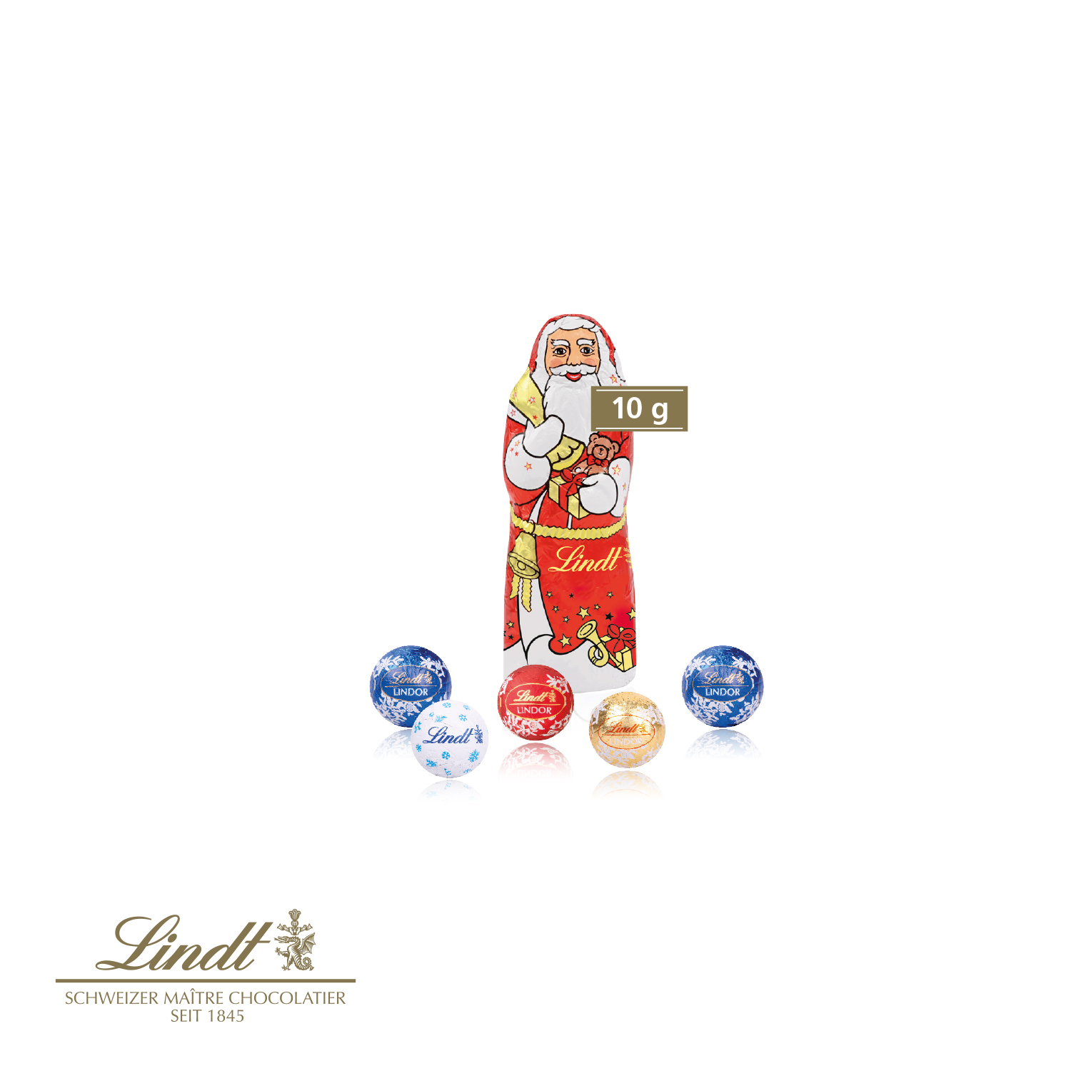 Santa Werbebox mit Lindt Minis und Nikolaus