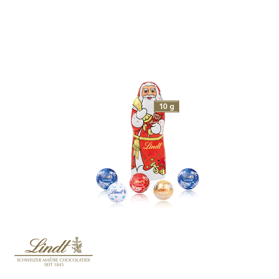 Santa Werbebox mit Lindt Minis und Nikolaus