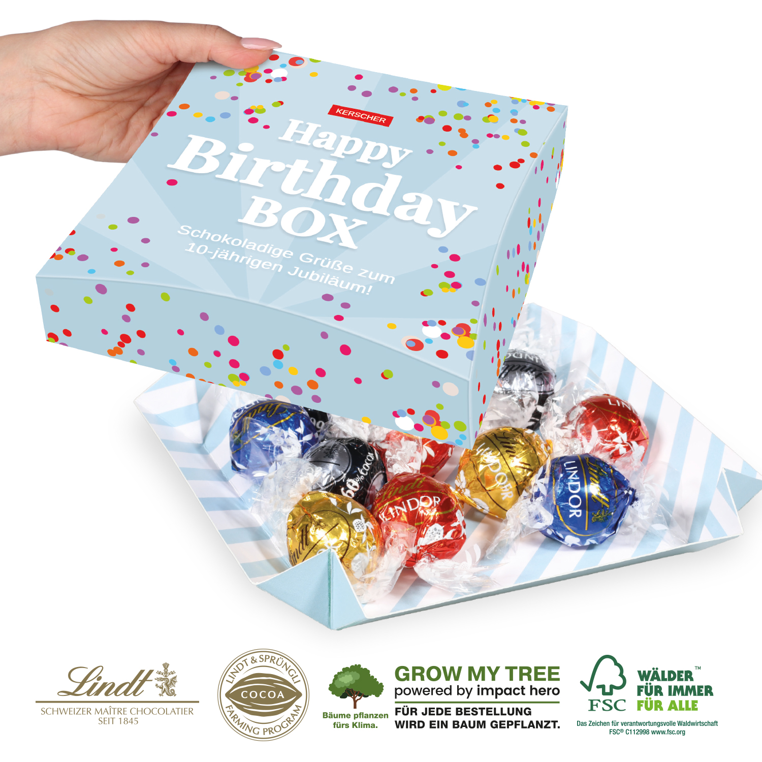 PRÄSENTBOX MIT LINDT LINDOR PRALINÉS