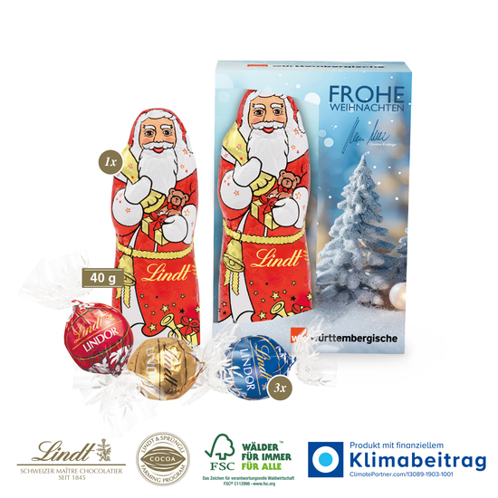 Premium-Präsent mit Lindt Weihnachtsmann „Medium“