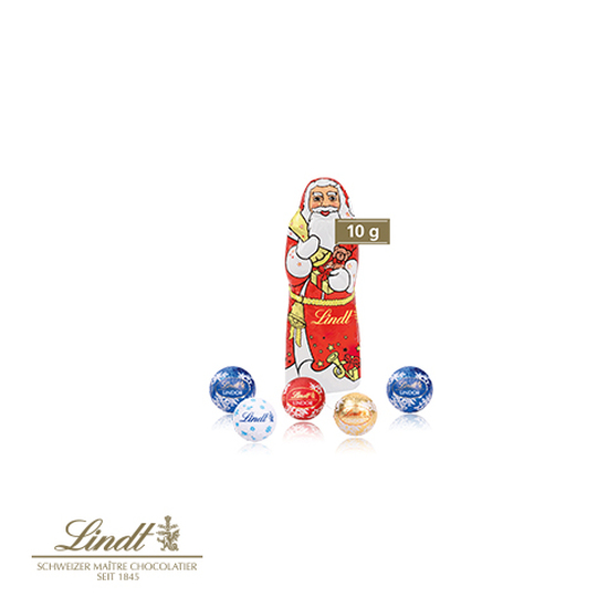 Santa Werbebox mit Lindt Minis und Nikolaus