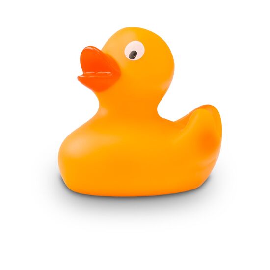 gelbe Badeente Carla Mini mit orangenem Schnabel, Größe 6cm, inkl. Quietschventil