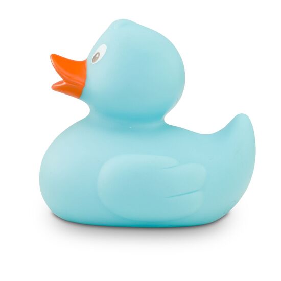 türkisene Werbeente Aqua Marina mit orangenem Schnabel, Größe: ca. 8 cm. Inklusive Quietschventil