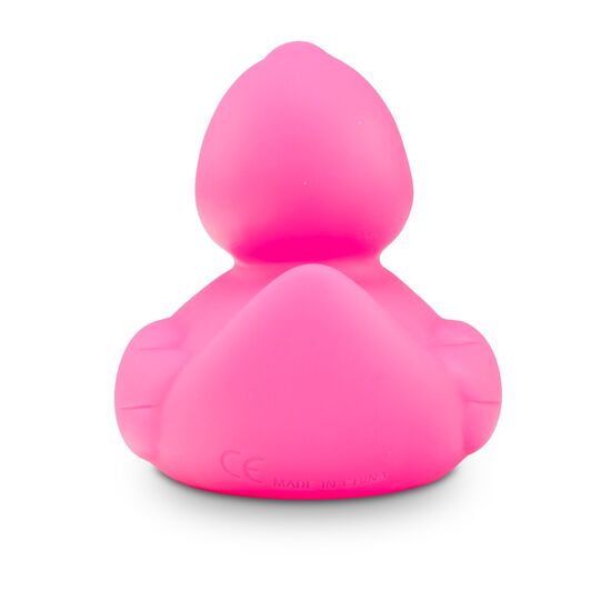 pinke Badeente Pinkie mit weißem Schnabel in der Standardform, Größe: ca. 8 cm. Inklusive Quietschventil