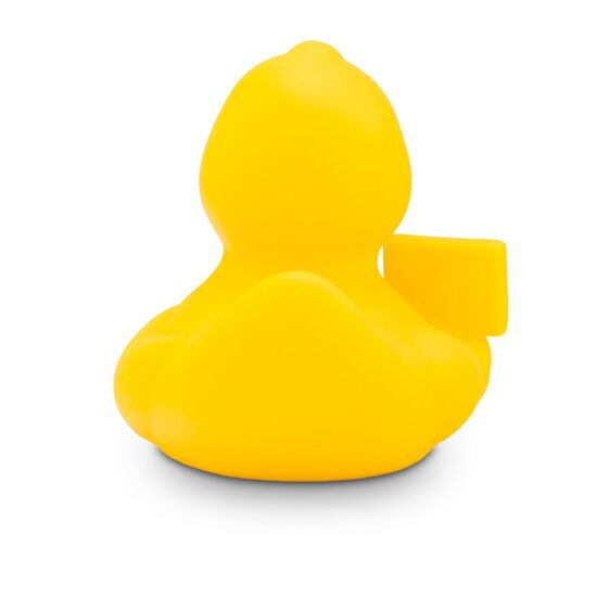 gelbe Werbeente Oli Ortsschild mit Schild, Größe: ca. 8 cm. Inklusive Quietschventil