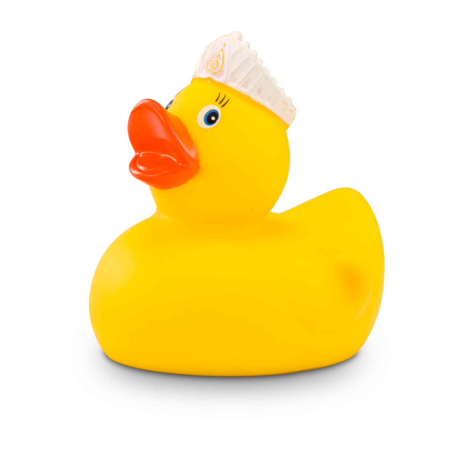 gelbe Werbeente Königin Quak mit Krone, Größe: ca. 8 cm. Inklusive Quietschventil
