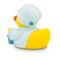 gelbe Ente mit Bademantel, Turban und Saunaeimer. Ca. 8 cm. Quietschventil.