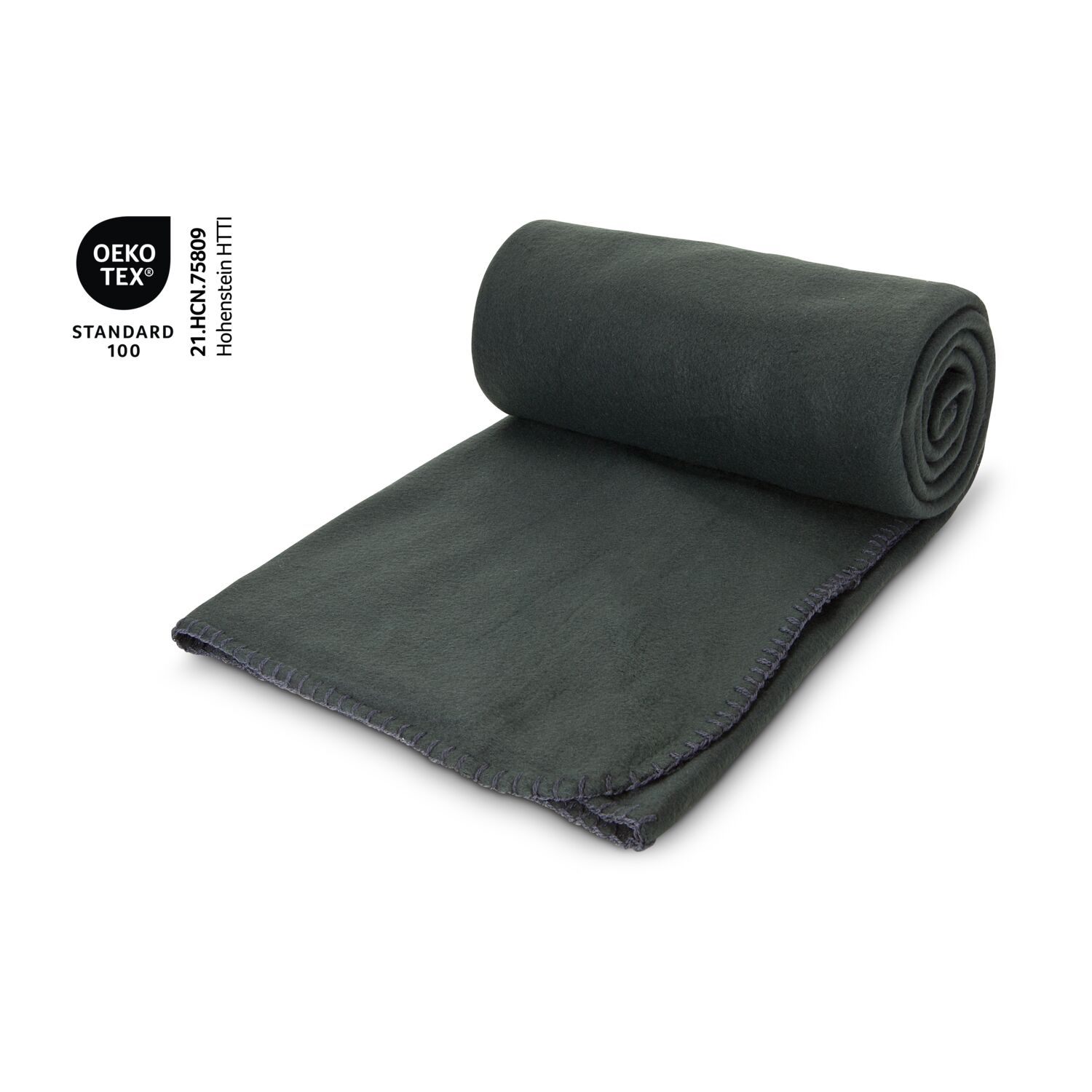 Fleecedecke Basic, 100% Polyester-Fleece, mit schwarzem Nylonbeutel mit Kordelzug, Maße: 120 x 150 cm, 180 g/m², OEKO-TEX®