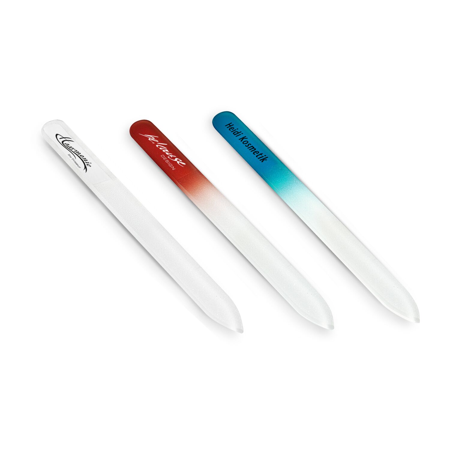 Premium-Glasnagelfeile, geätzt - blau transparent
