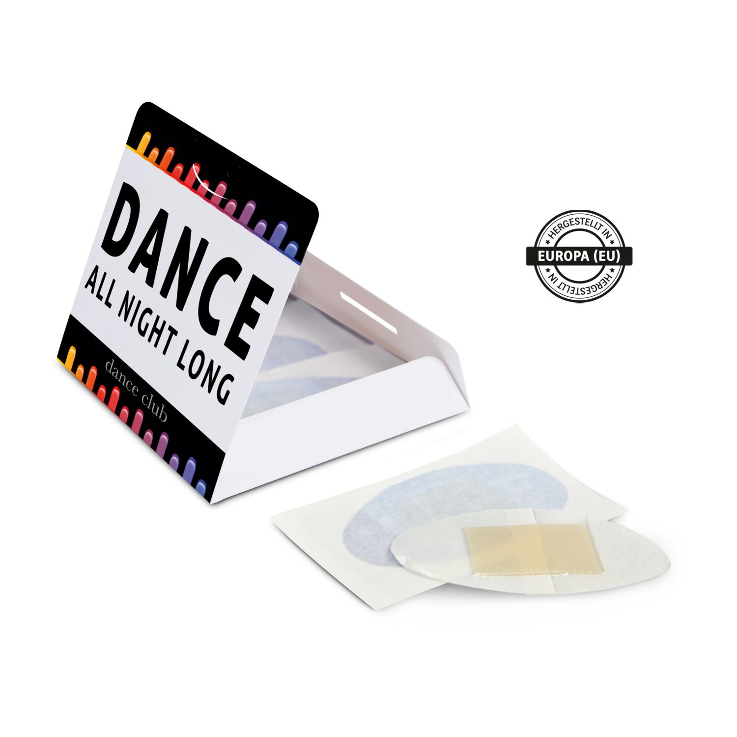 Kartonbriefchen inkl. 4c Druck (94 x 94 mm) + 4 Hydrocolloid-Blasenpflaster à 70 x 40 mm hergestellt in Europa