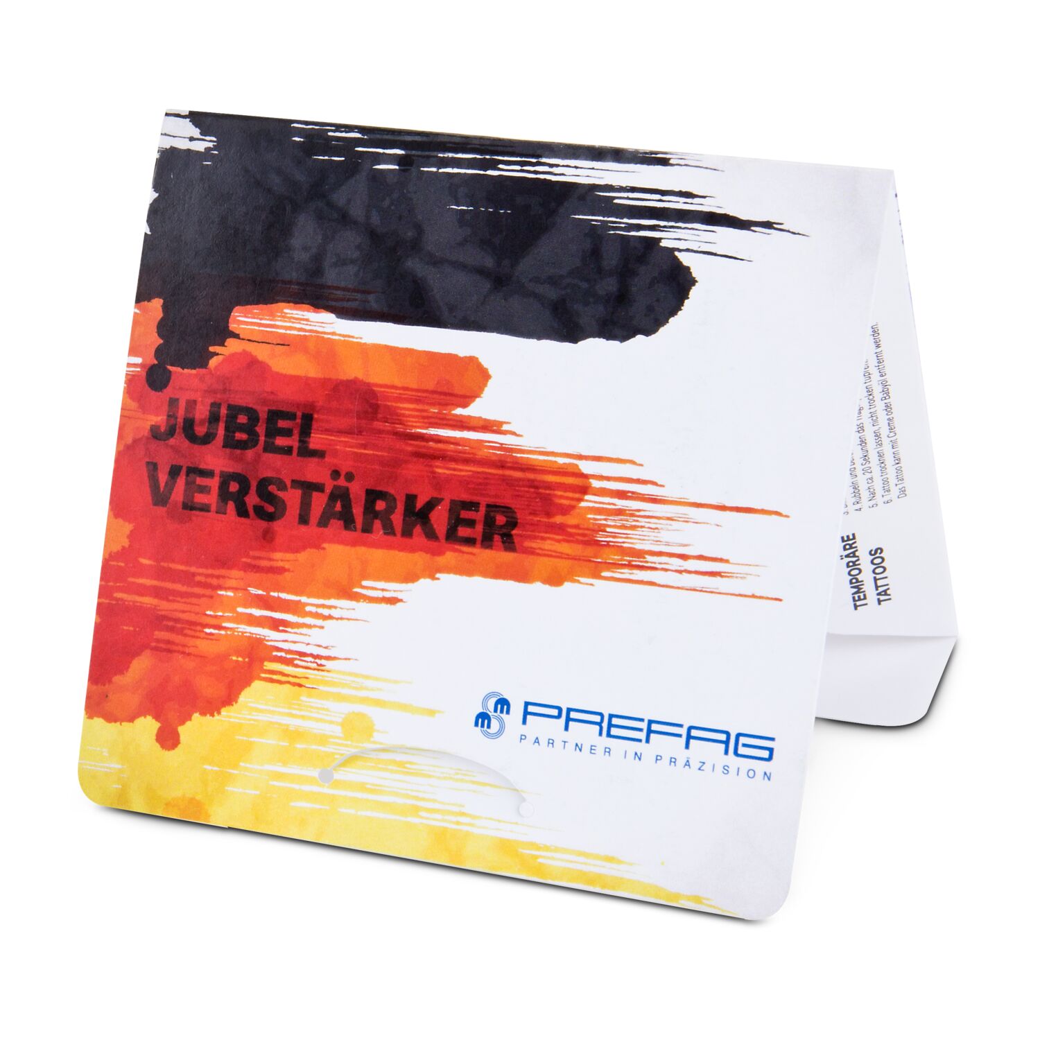 Fan Mäppchen „Tattoo” - Inhalt: 8 Hauttattoos in Deutschlandfarben, verpackt in standardmäßig bedrucktem Mäppchen