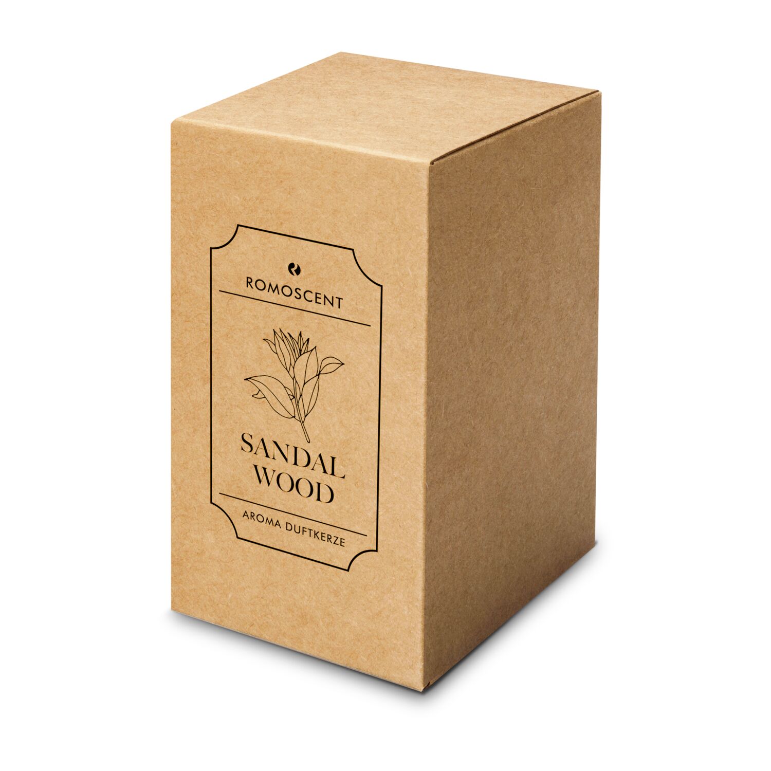 Originelle Apothekerflasche-Aromakerze mit Sandelholz-Duft, mit Glaskorken, Etikett und Jutedekoration. Brenndauer: ca. 40 Stunden