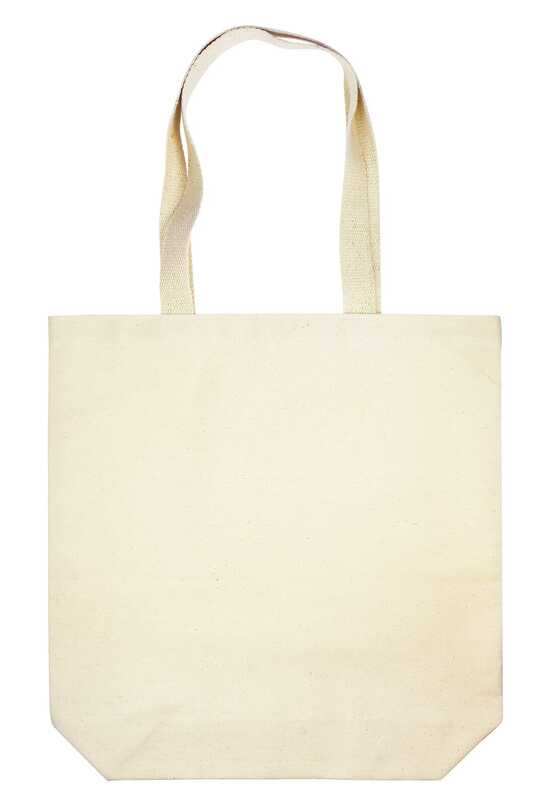 Bauwolltasche mit langen Henkeln und Bodenfalte, 300 gr/m²