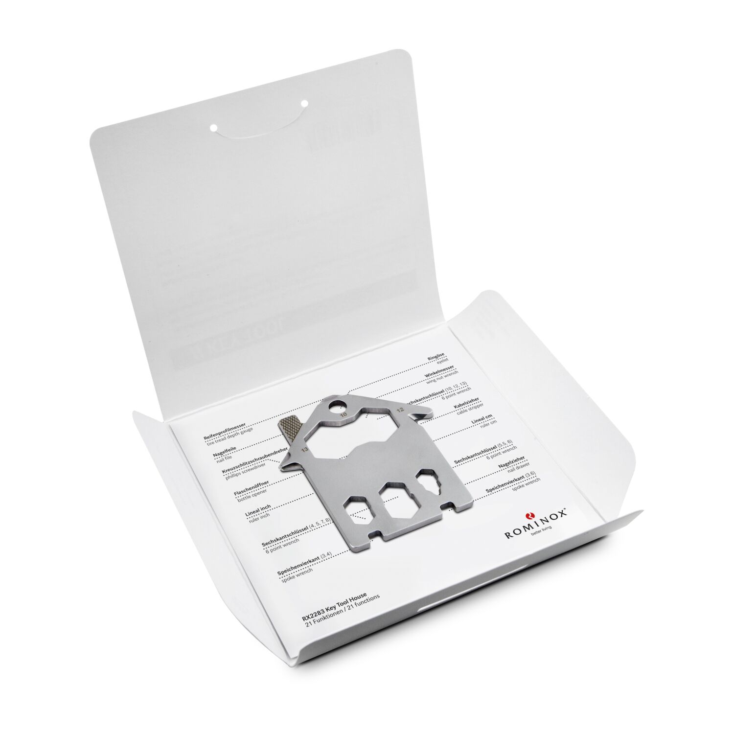 Das Key Tool kommt in einem „Merry Christmas”-Mäppchen inkl. Funktionsbeschreibung. „An die Werkzeuge, fertig, los“!