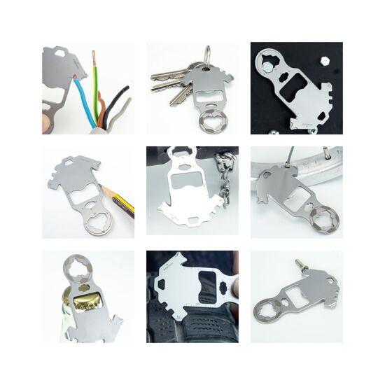 Key Tool in einem „Super Dad”-Mäppchen inkl. Funktionsbeschreibung. „An die Werkzeuge, fertig, los“!