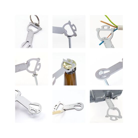 Key Tool in einem „Viel Glück”-Mäppchen inkl. Funktionsbeschreibung. „An die Werkzeuge, fertig, los“!