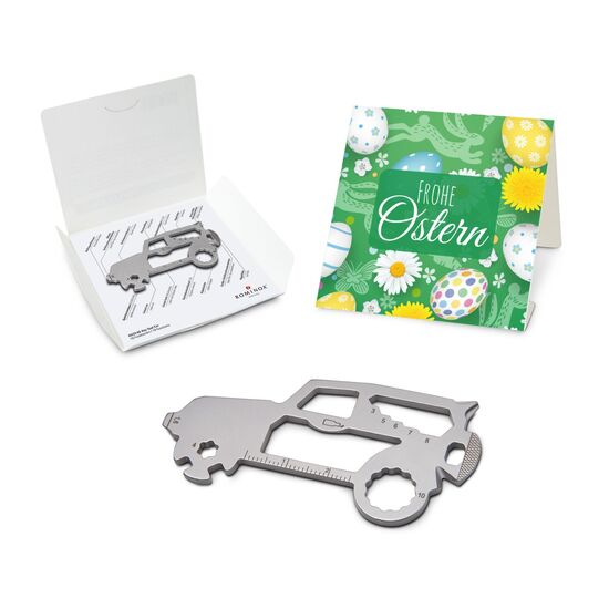 Key Tool in einem „Frohe Ostern”-Mäppchen inkl. Funktionsbeschreibung. „An die Werkzeuge, fertig, los“!