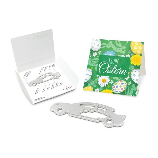 Key Tool in einem „Frohe Ostern”-Mäppchen inkl. Funktionsbeschreibung. „An die Werkzeuge, fertig, los“!