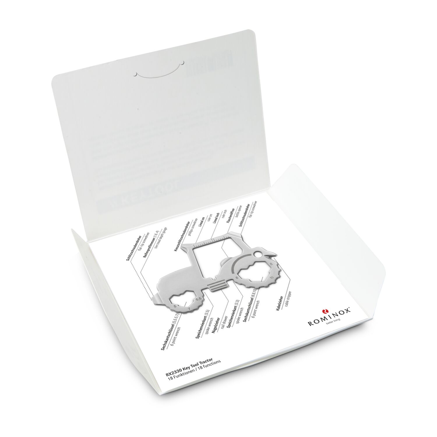 Key Tool in einem „Frohe Weihnachten”-Mäppchen inkl. Funktionsbeschreibung. „An die Werkzeuge, fertig, los“!