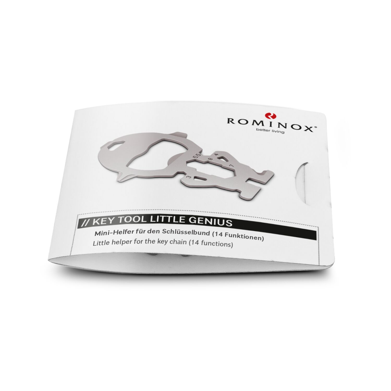 Multifunktionaler Schlüsselanhänger mit 14 Funktionen: Edelstahl Multitool inkl. Funktionsbeschreibung