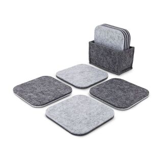 8 Getränkeuntersetzer im praktischen Set, aus modernem und nachhaltigem Filz für lautloses Abstellen von Getränken, zweifarbiges Design für einen dekorativen Einsatz, mit passender Filztasche zur Aufbewahrung