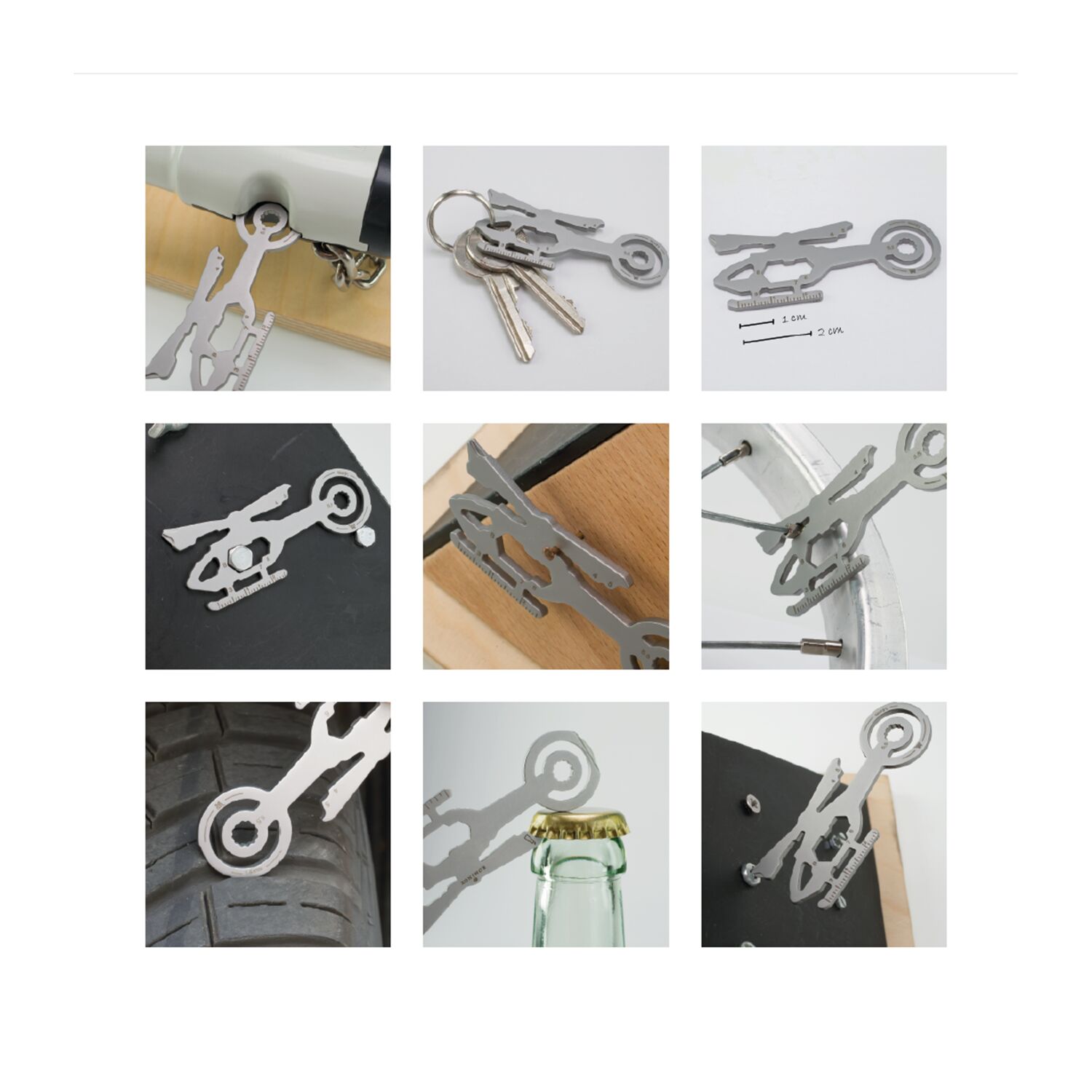 Multifunktionaler Schlüsselanhänger mit 18 Funktionen: Edelstahl Multitool inkl. Funktionsbeschreibung