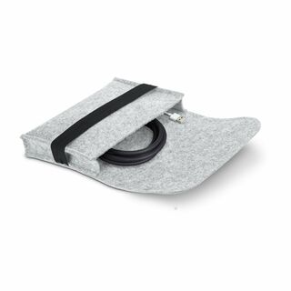 Hochwertige Filztasche als moderner Organizer mit Gummiverschluss, stilvoll meliertes Hellgrau, handliches, praktisches Design, ideal zur Aufbewahrung von Kabeln, externen Festplatten, USB-Sticks oder anderen Kleinigkeiten