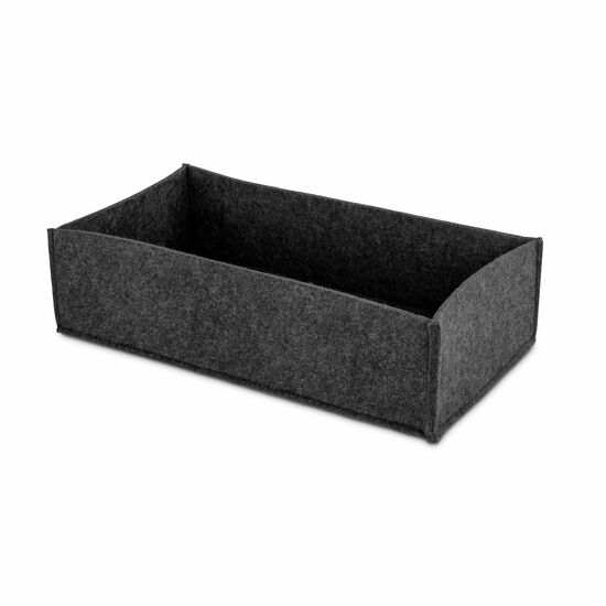 Hochwertiger Filzkorb in elegantem, dunklem Anthrazit, verwendbar als Geschenkkorb oder praktische Ablage, harmonisches, rechteckiges Design
