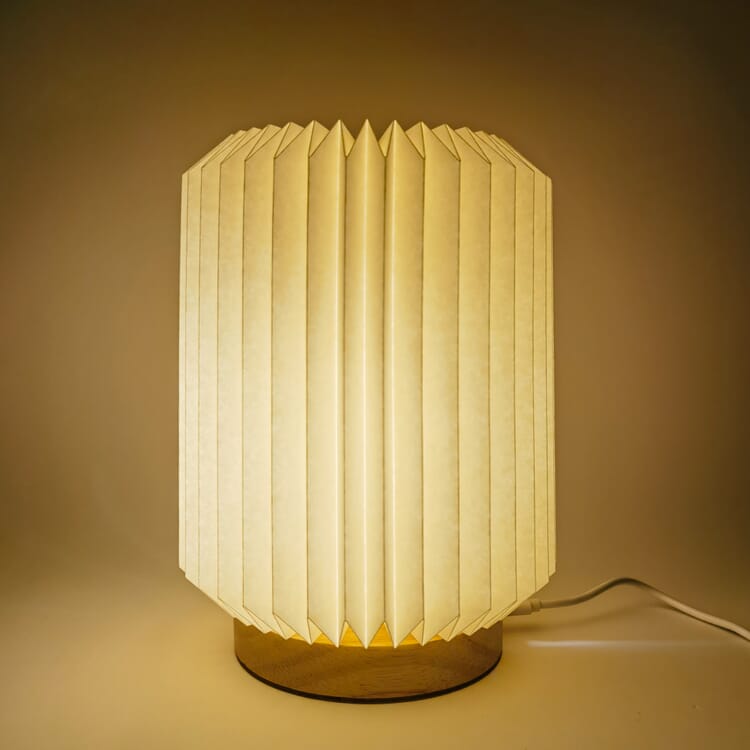 Coollux faltbare Papier LED-Lampe Aurora auf Holzsockel, 22cm