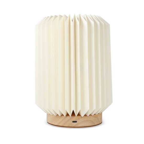 Coollux faltbare Papier LED-Lampe Aurora auf Holzsockel, 22cm