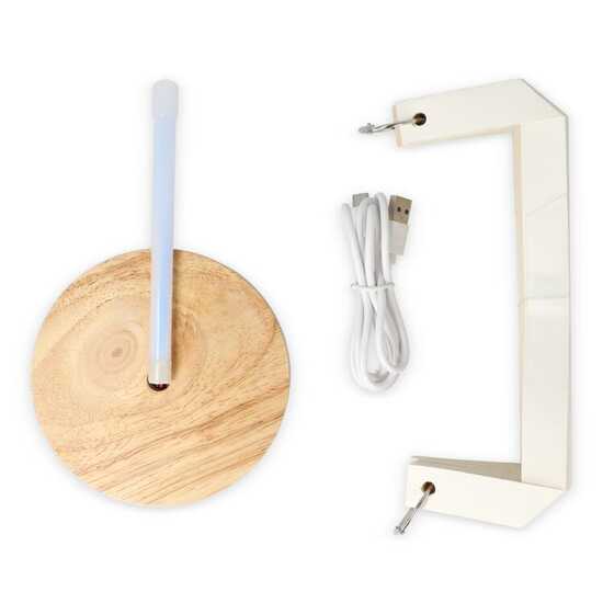 Coollux faltbare Papier LED-Lampe Aurora auf Holzsockel, 22cm