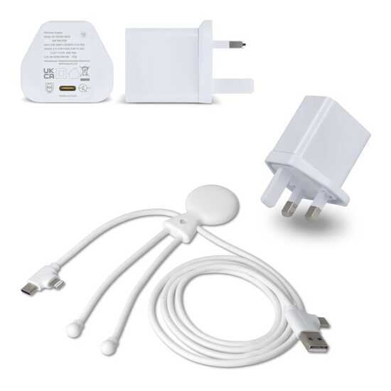 2090 - Xoopar Mr. Bio Langes Ladekabel + UK Stecker Adapter