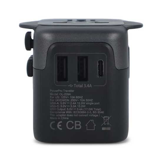 PowerPro Reiseadapter aus recyceltem Kunststoff