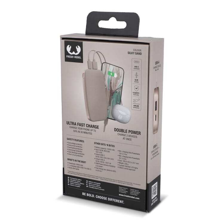 2PB12100 | Fresh 'n Rebel Powerbank 12000mAh USB-C Schnellladung 20W