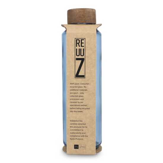 InSideOut Recycelte Glaswasserflasche ReuuZ mit Holzverschluss 650 ml