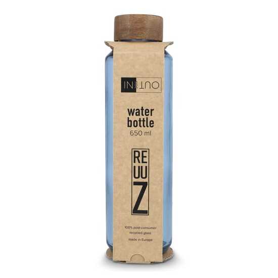 InSideOut Recycelte Glaswasserflasche ReuuZ mit Holzverschluss 650 ml
