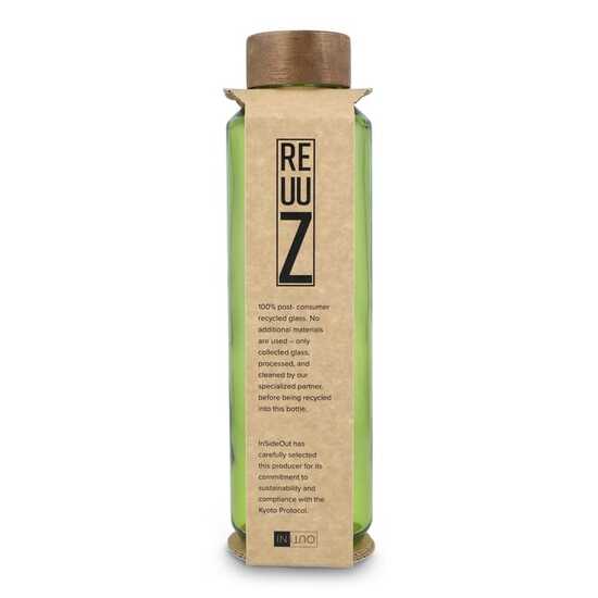 InSideOut Recycelte Glaswasserflasche ReuuZ mit Holzverschluss 650 ml