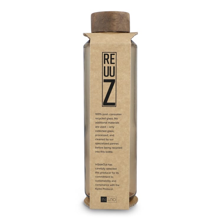 InSideOut Recycelte Glaswasserflasche ReuuZ mit Holzverschluss 650 ml
