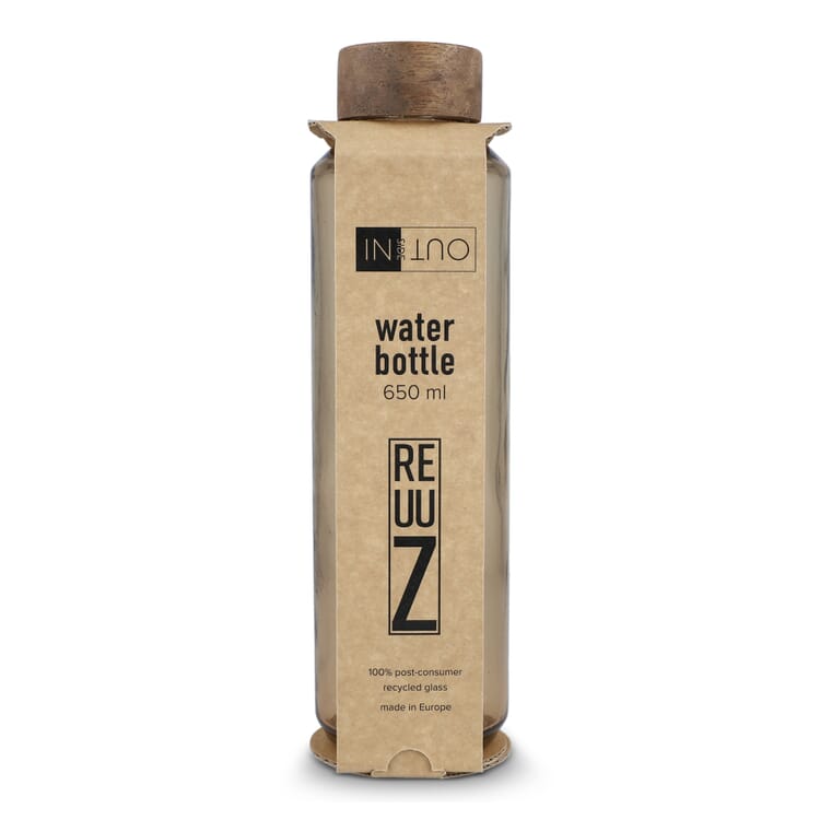InSideOut Recycelte Glaswasserflasche ReuuZ mit Holzverschluss 650 ml
