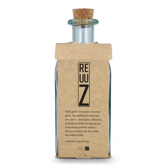 InSideOut Square Recycelte Glaswasserflasche ReuuZ mit Korkverschluss 1 l