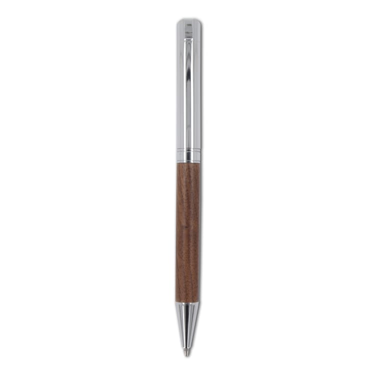 Set Kugelschreiber und Rollerball aus Metall Nussbaumholz in Geschenkbox
