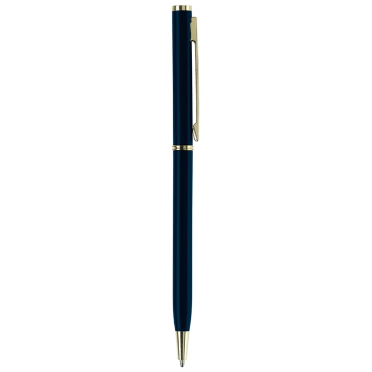 Metallkugelschreiber Slim mit Gold Applikation