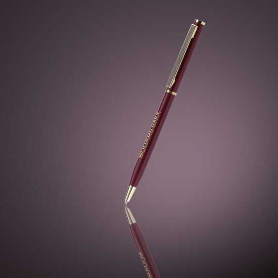 Metallkugelschreiber Slim mit Gold Applikation