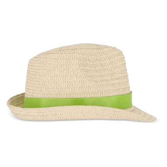 Pflanzlicher Strohhut mit farbigem Band