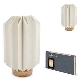 Coollux faltbare Papier-LED-Lampe Eos auf Holzsockel, 25 cm (Briefkastengröße)