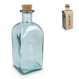 InSideOut Square Recycelte Glaswasserflasche ReuuZ mit Korkverschluss 1 l