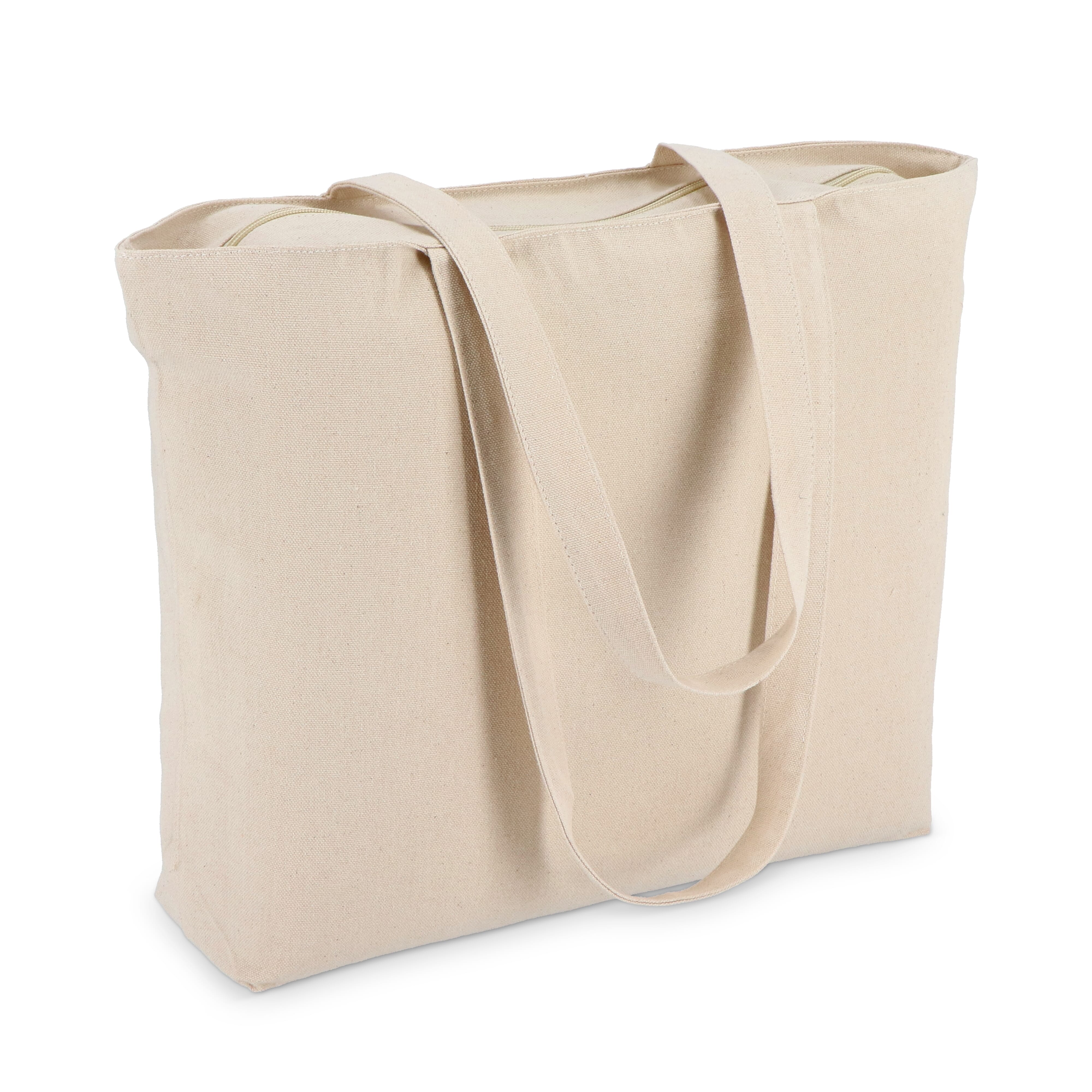 Baumwoll-Tragetasche mit Reißverschluss OEKO-TEX® 47 x 11 x 35cm 320g/m²
